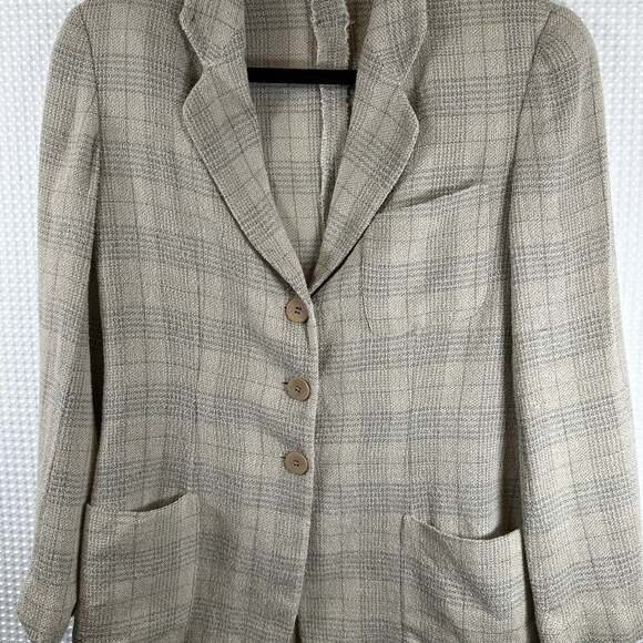 Armani Collezioni Wool Plaid Print Blazer -ARR94376